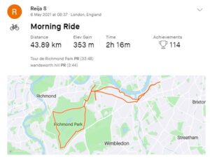Map of a ride to Richmond park